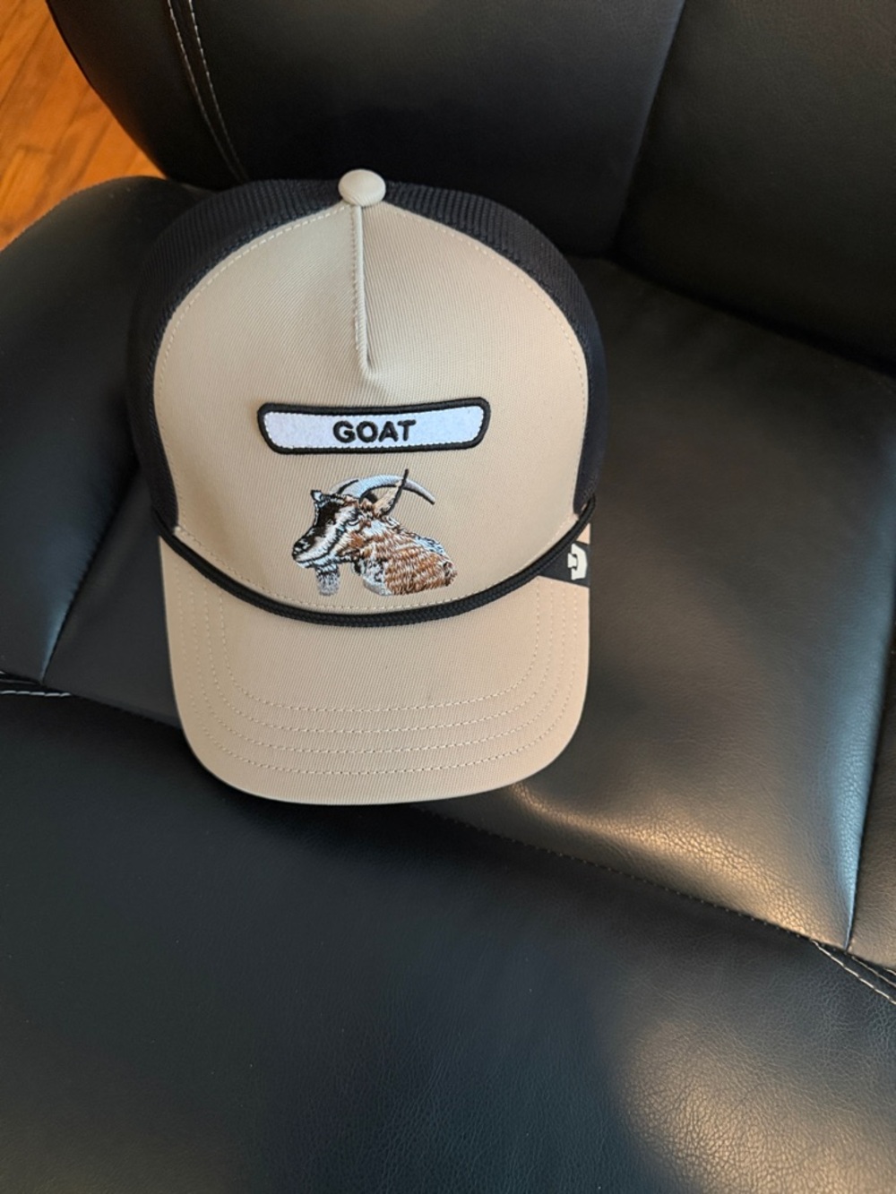 GOAT Embroidered Trucker Cap - Tan & Black